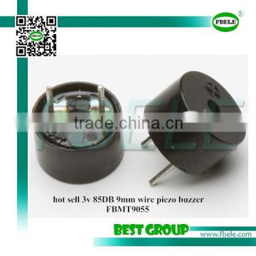 hot sell 3v 85DB 9mm wire piezo buzzer FBMT9055