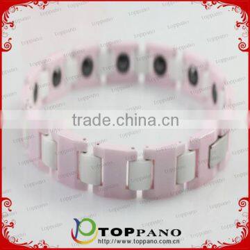 fashion ladies design ceramic negative ion energy bracelet germanium ceramic bracelet blood circulation bracelet