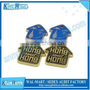 House shape metal dog collar decorated zinc alloy dog tag