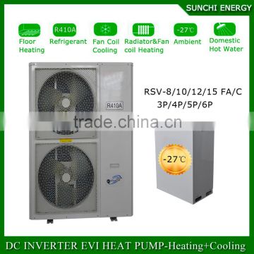 Split design -25C cold winter floor heating 100~350sq meter room 12kw/19kw/35kw evi heat pump water heater italy type air pump