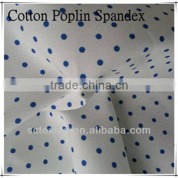 98%c 2%stretch dot printed poplin fashion fabric cotton