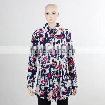 F5W11004 2016 Hot Sale Custom Sweet Print Shirts For Women