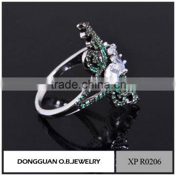 Costume Jewelry Supplies Fashion Black Gold Jewelry Green Stone Finger Ring photo-3