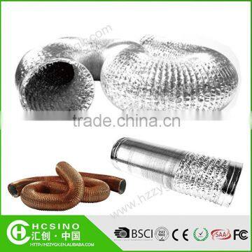 Ventilation Fire Resistant Aluminum Foil Flexible Duct / Insulated PVC Aluminum Flexible Duct