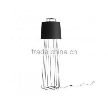 2017 hotel decorative black metal wire floor lamp with linen shade good for inn decor high end standing reading lamp
