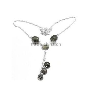 Natural Black Rutile 16 Sterling Silver Necklace