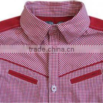 Boys Fashion Latest Design 100%cotton Red Check t Shirt