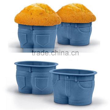 Ready made FDA food grade non stick bpa free jeans disposable silicone cupcake mold