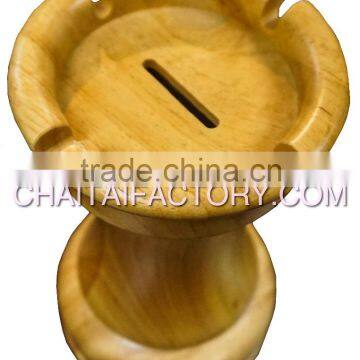 Traditional Chess Wood Chessmen Castle Coin Bank Gift photo-2