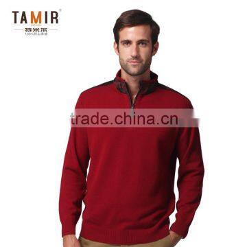 Men Red Cashmere Knit Pullover Sweater, Men Winter Warm Heavy Pullover