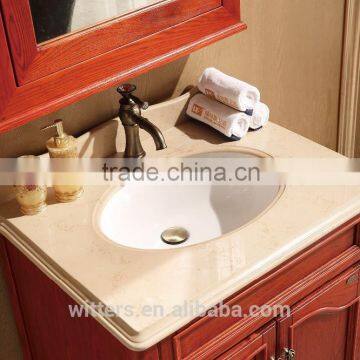 Below 100cm Floor Mount Antique Bathroom Vanity Red Brown Classic Carve Cabinet WTS822 photo-2