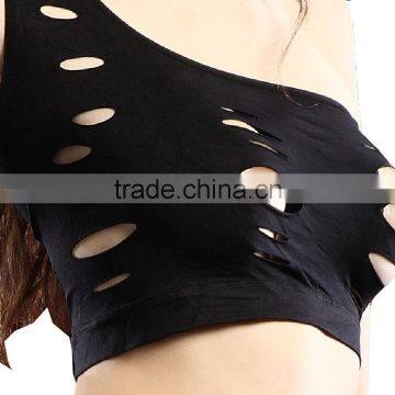 Two Piece Black Fancy One Shoulder New Design Sexy Bra And Panty Set