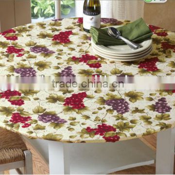 Outdoor Picnic Plastic Vinyl Round Table Cover With Flannel Elastic Edging