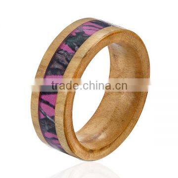 Real Wooden Ring, Wooden Ring With Pink Camouflage Inlay photo-2