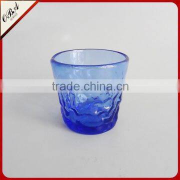 Promotional Irregular Wrinkle Surface Decorative Pattern Blue Cup, whisky cup