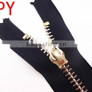 meta zipper for handbags with gold teeth open lock