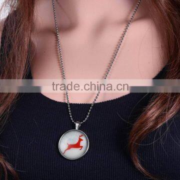 2016 Luminous Winter New Fashion Silver Chain Sweater Jewelry Animal Pictures Pendant Christmas Glow Elk Necklaces photo-4
