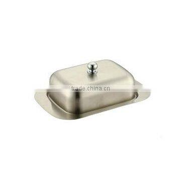 Long square with lid stainless steel butter dish