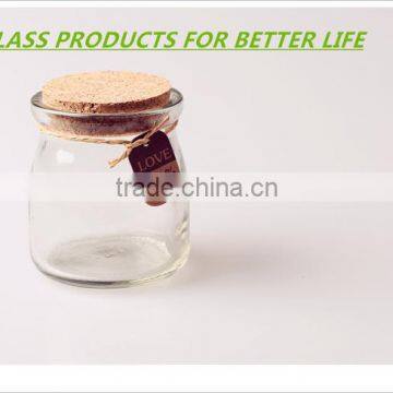 100ml Wholesale Candy Clear Glass Material Packaging Gifts Bottle /Glass Pudding Bottle with Cork Lid