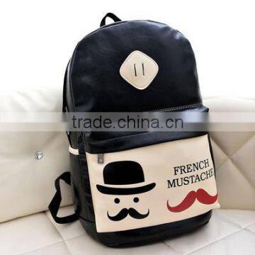 2015 summer pu leather shoulder bag backpack man women bag fashionable cartoon beard bag (BXJY1010)