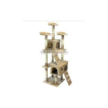 Factory sale Cat Tree Tower Condo Climing Scratcher Furniture Kitten House Scratching Sisal Post pet products beige