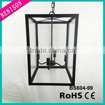 black rectangle lantern pendant lamp with 4 lampholder clear glass island ceiling light industry vintage bar hanging lighting