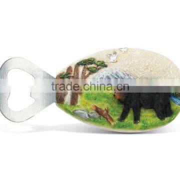 Black Bear Resin Stone Finish Magnet With Bottle Opener photo-2
