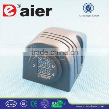 Digital DC Voltmeter Ammeter Socket With LED Lamp 12V 24V