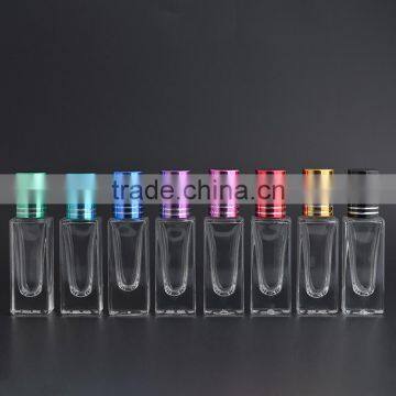 Wholesale 6ml Empty Rectangle Shaped Clear Glass Roll on Bottle With Aluminum Cap for Cosmetic Perfume Essential Oil Packaging