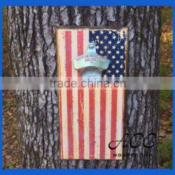 Wooden Cap Catcher Woden Beer Opener Printing on Wood Flag Pattern