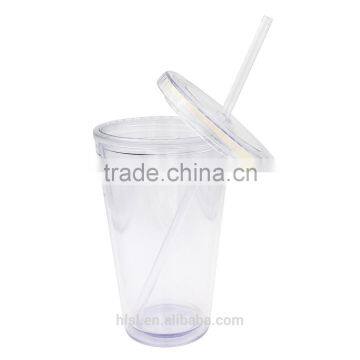 Wholesale Clear Plastic Disposable Straw Cup With Lid, IML Custom Logo Printed Cup With Straw photo-5