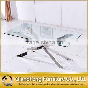 10 people table Wholesale simple design 15mm tempered glass dining table