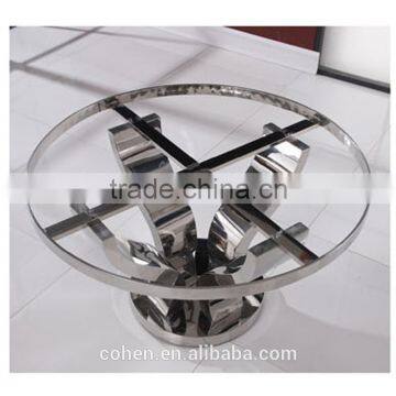 AH6603 Modern Round Rotation Stainless Steel Dining Table With Marble Top photo-3