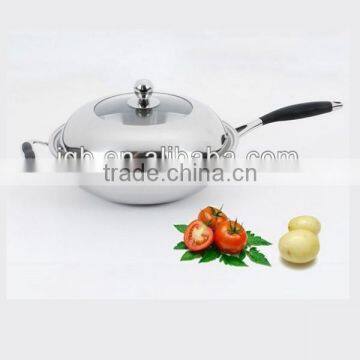 Fully Polished 3-ply Capsuled Bottom industrial wok