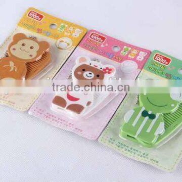 Animal shaped folding comb with mirror with hanging chain/hair brush