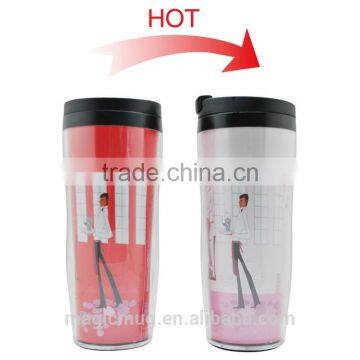 BPA Free Reusable Color Changing Double Wall Insert Plastic Tumbler photo-2