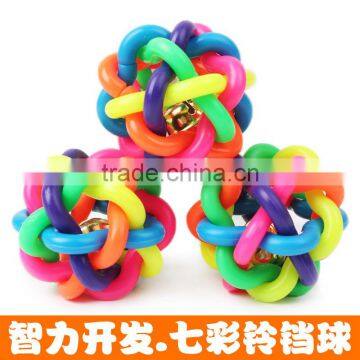 Hot Selling Pet Color Sounding Toy Ball Colorful Bell Knitting Ball 9.5cm Large Puzzle Toys photo-2