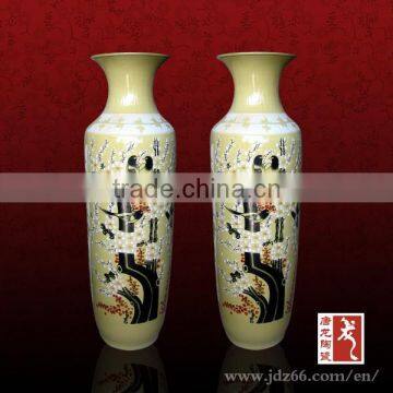 Jingdezhen large yellow decorative floor ceramic vase