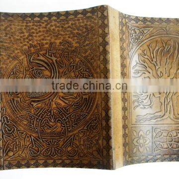 Indian Super Fine Handmade Vintage Embossed Tree of Life Design Leather Notebook photo-4
