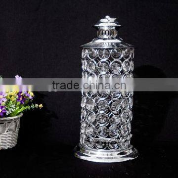 latest design metal and acrylic bead hurricane lamp with LED candle light