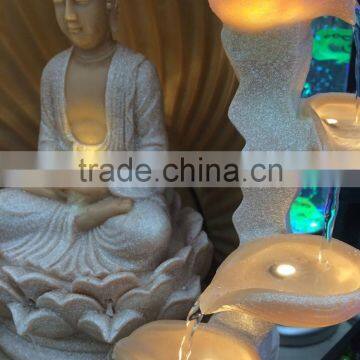 LED Lighting Resin Religion Buddha Water Fountain Decorations