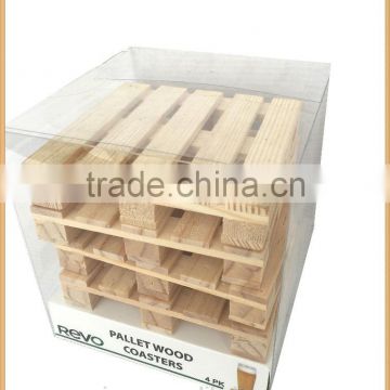 4pcs pallet wooden coasters , cheap coaster set for sale