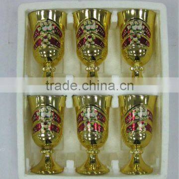 JK040 6pcs Glass Drinking Set with deco