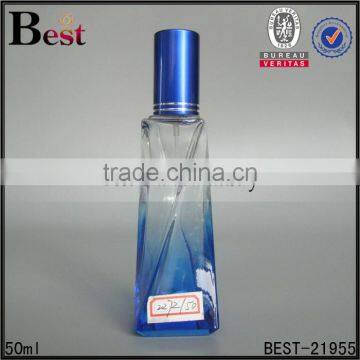 super high quality 50ml perfume spray bottle blue gradient color perfume spray bottle with aluminum cap