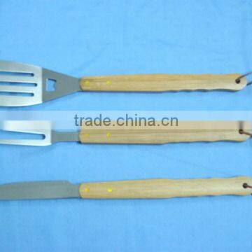 3 pcs BBQ tool set,wooden handle RH-1496