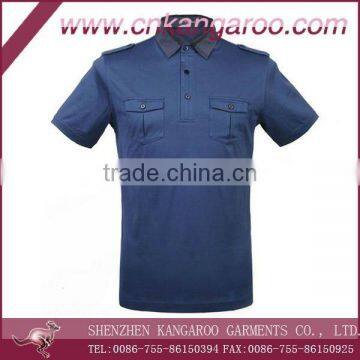 Pilot Polo shirts/epaulet polo shirts for men/Military style pockets polo tee shirt