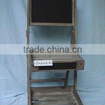 2 tiers Antique Wood Flower Display Stand with blackboard