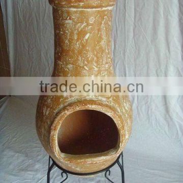 clay chimney with metal stand, fire shelf and lid,W11C005