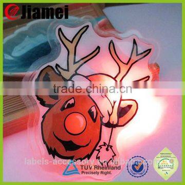 Eco-Friendly plastic tpu clothing glow in dark label Cheap LED flashing badges