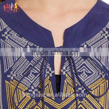 Long Kurti Neck Designs of Kurtis Blue Embroidery Kurti With Jacket Designs Image photo-5